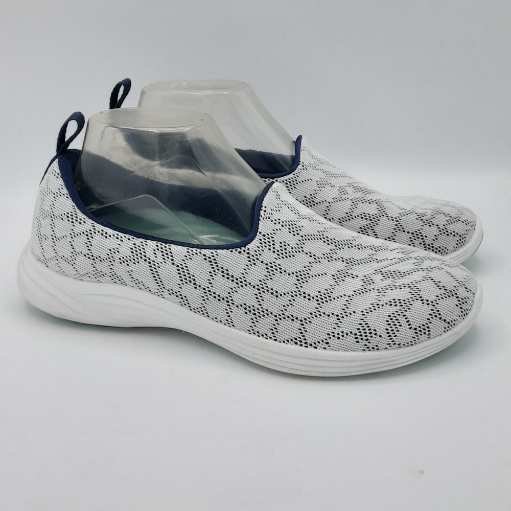 Vionic Women's Hydra White and Blue Slip-On Sneakers Size 8.5.